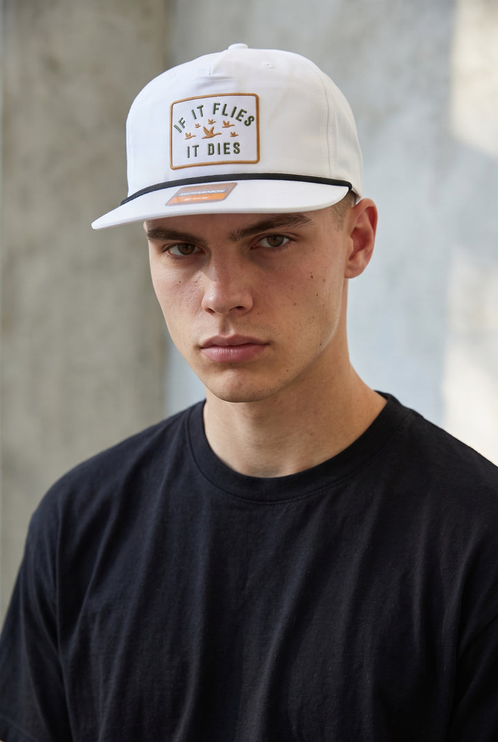 IF IT FLIES, IT DIES HAT: WHITE